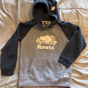 Roots Kids Hoodie - Navy and Heather Gray
